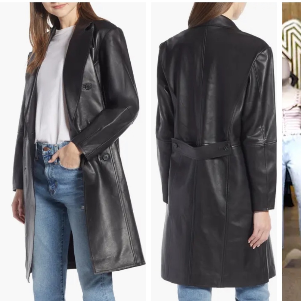 nwt Something Navy Leather Coat jacket